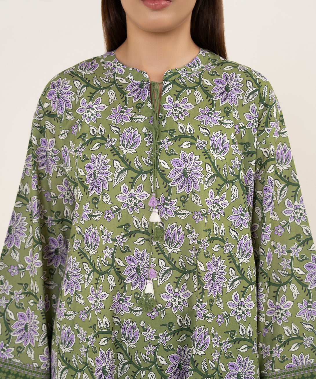 Women's Unstitched Lawn Printed Green 2 Piece Suit