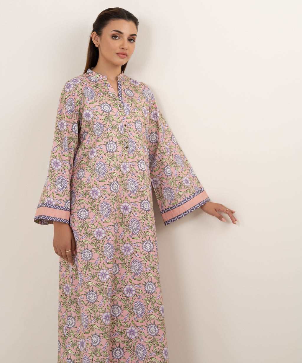 Women's Unstitched Lawn Printed Pink 2 Piece Suit