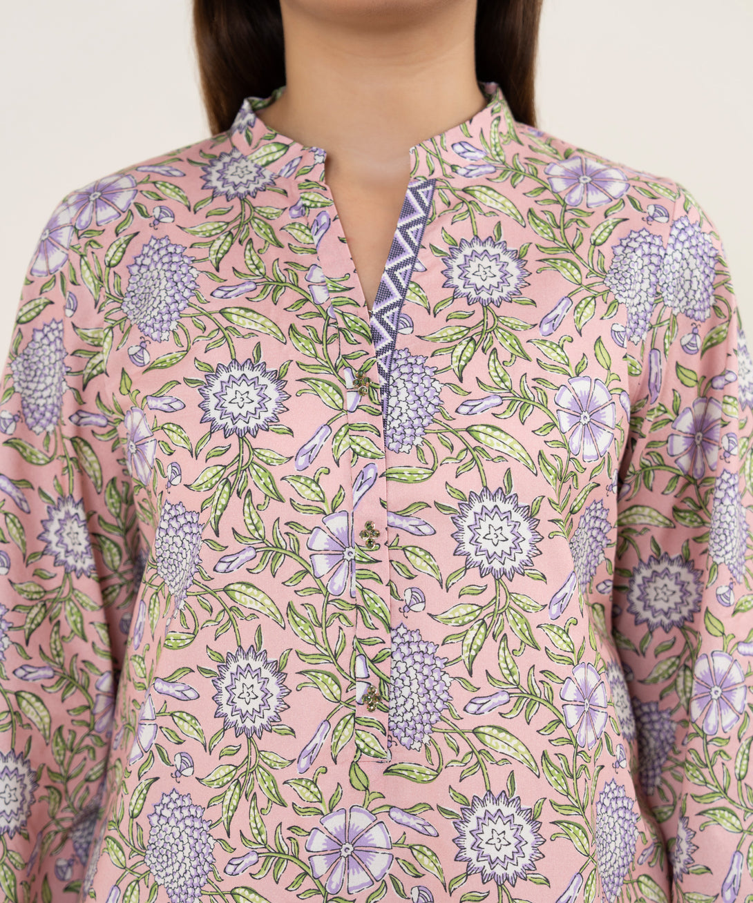 Women's Unstitched Lawn Printed Pink 2 Piece Suit