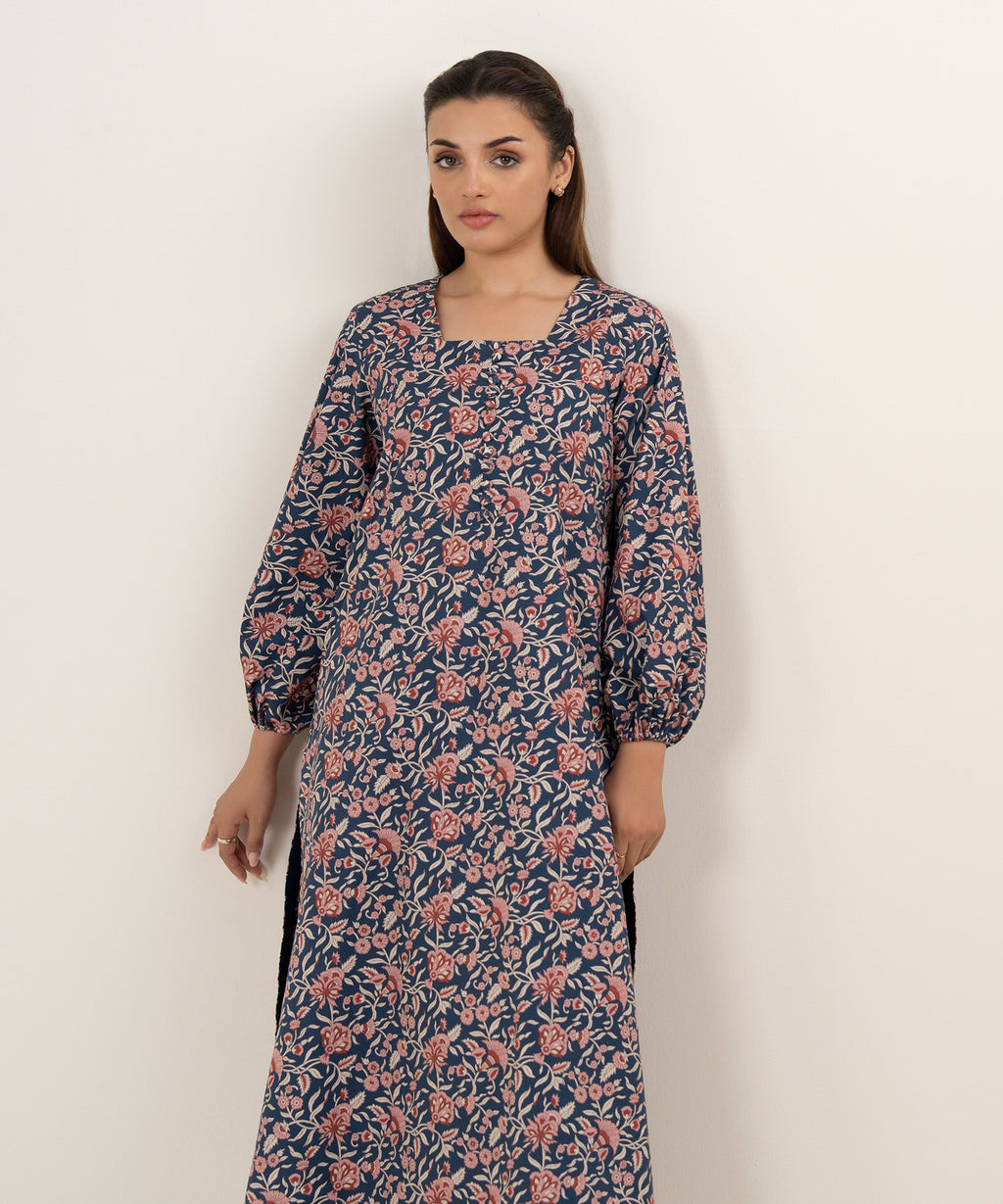 Women's Unstitched Cotton Printed Multi 2 Piece Suit