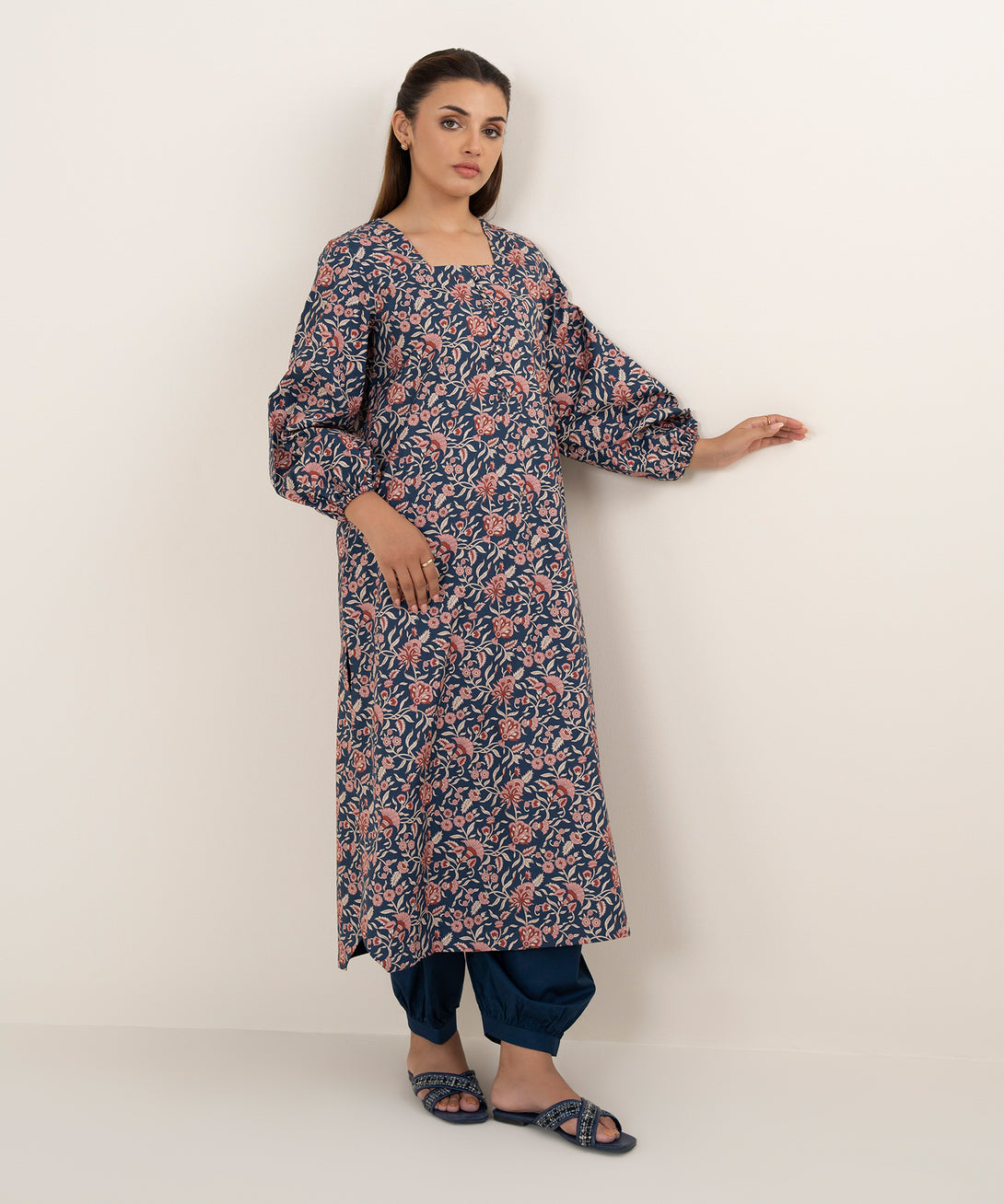 Women's Unstitched Cotton Printed Multi 2 Piece Suit