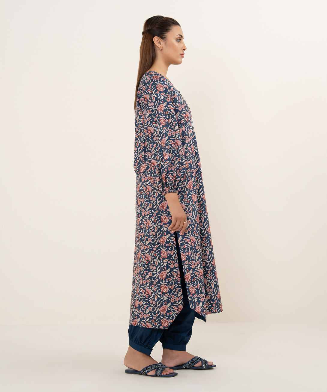 Women's Unstitched Cotton Printed Multi 2 Piece Suit