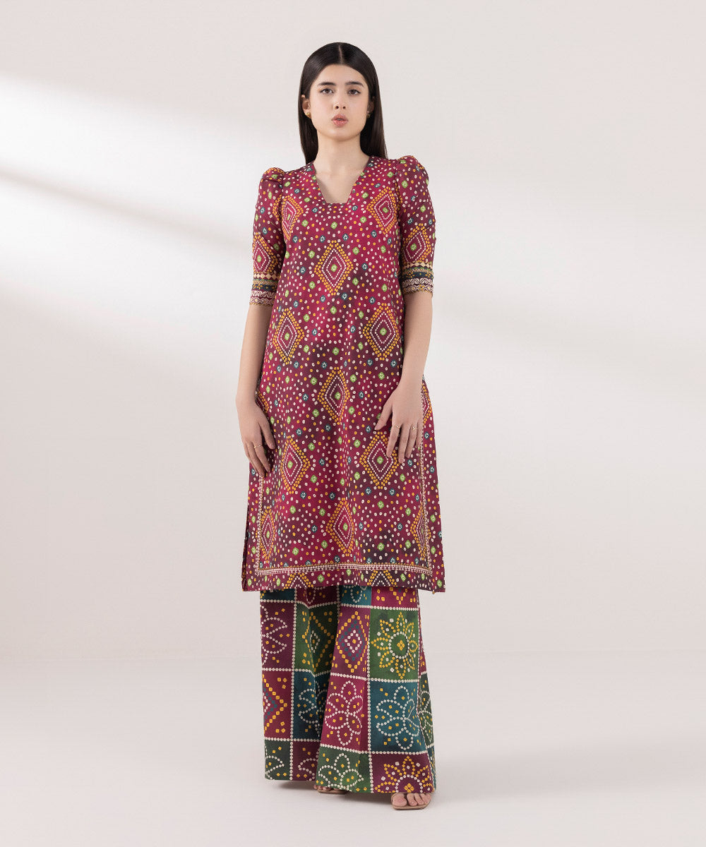 Women's Unstitched Cambric Printed Multi 2 Piece Suit