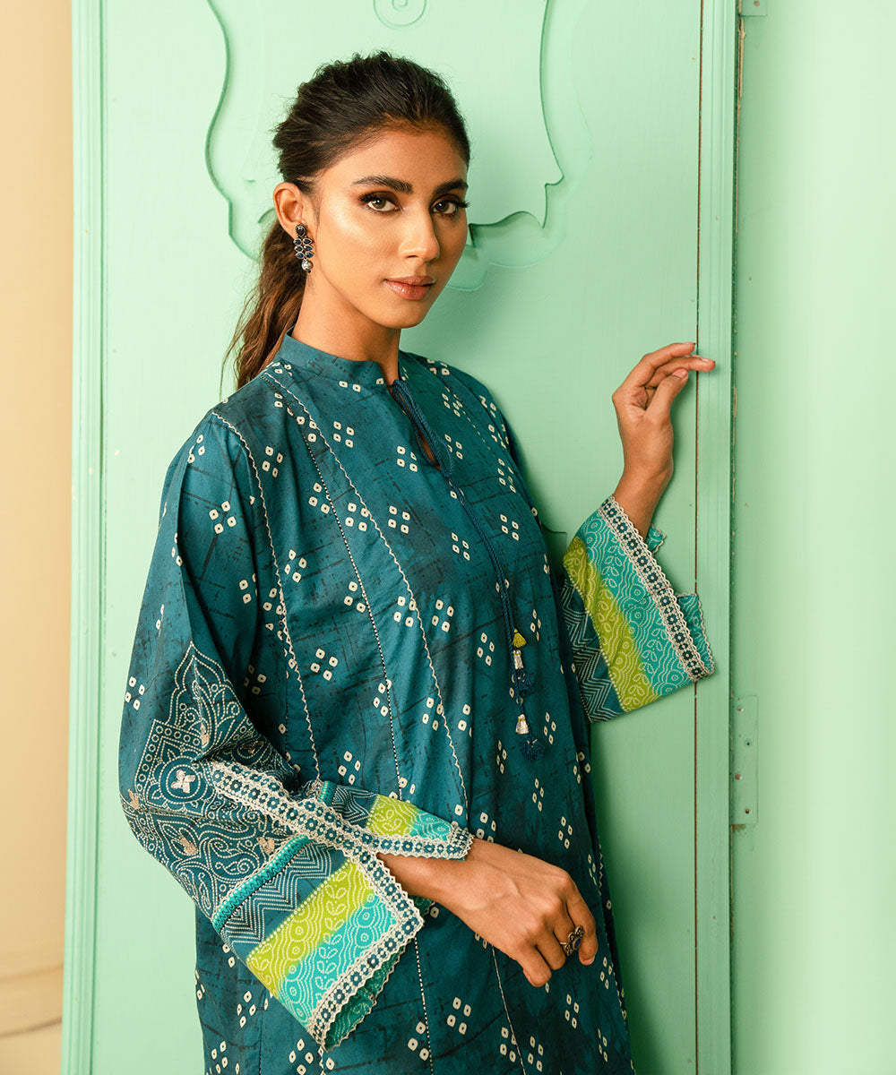 Women's Unstitched Lawn Printed Blue 2 Piece Suit