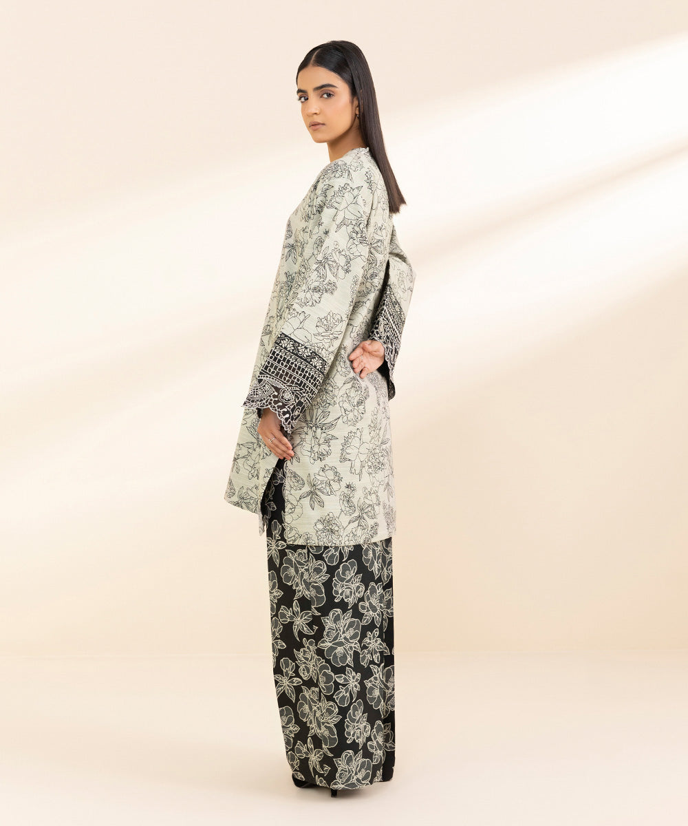 Women's Unstitched Khaddar Embroidered White 2 Piece Suit