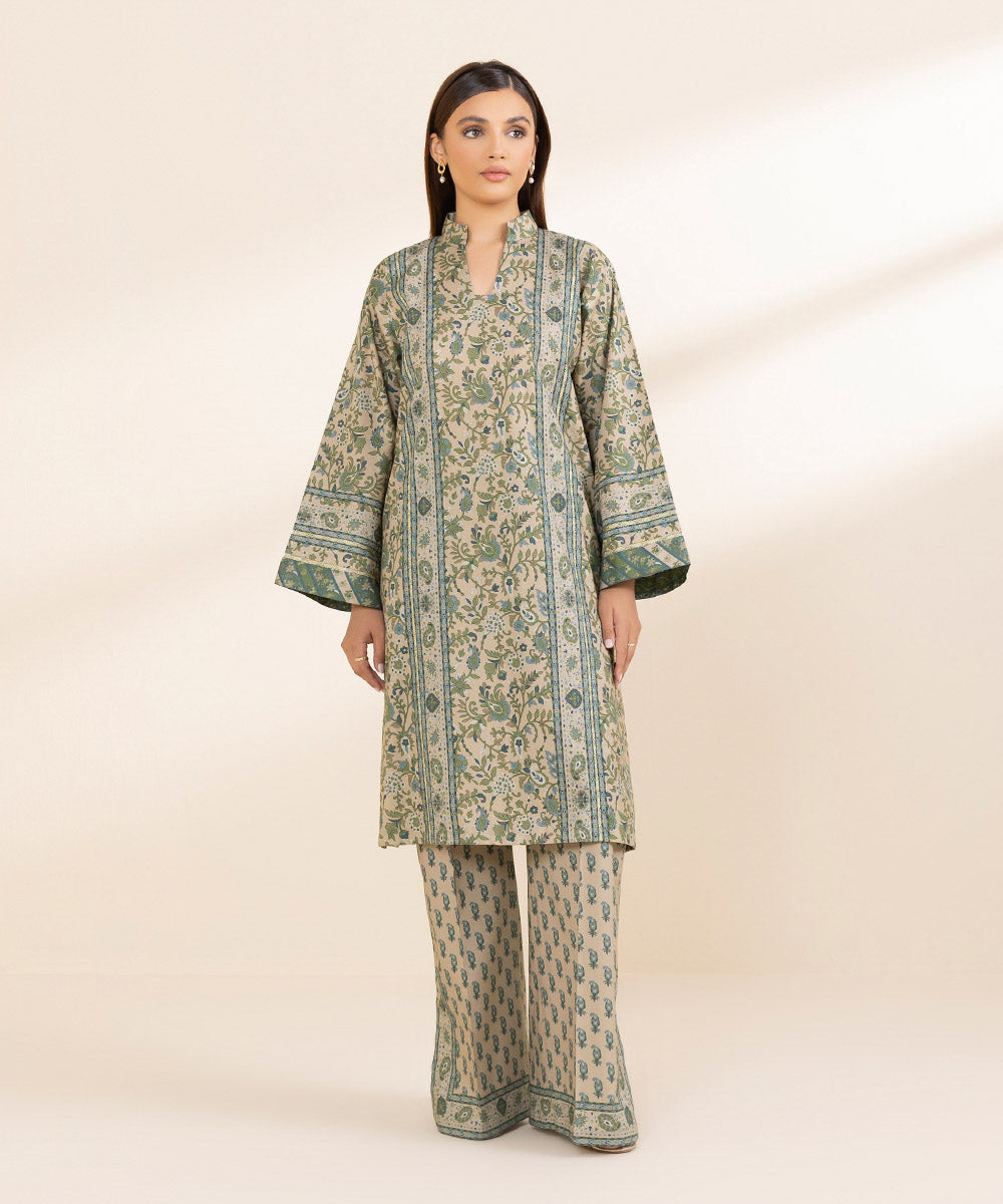 2 Piece - Printed Cotton Suit