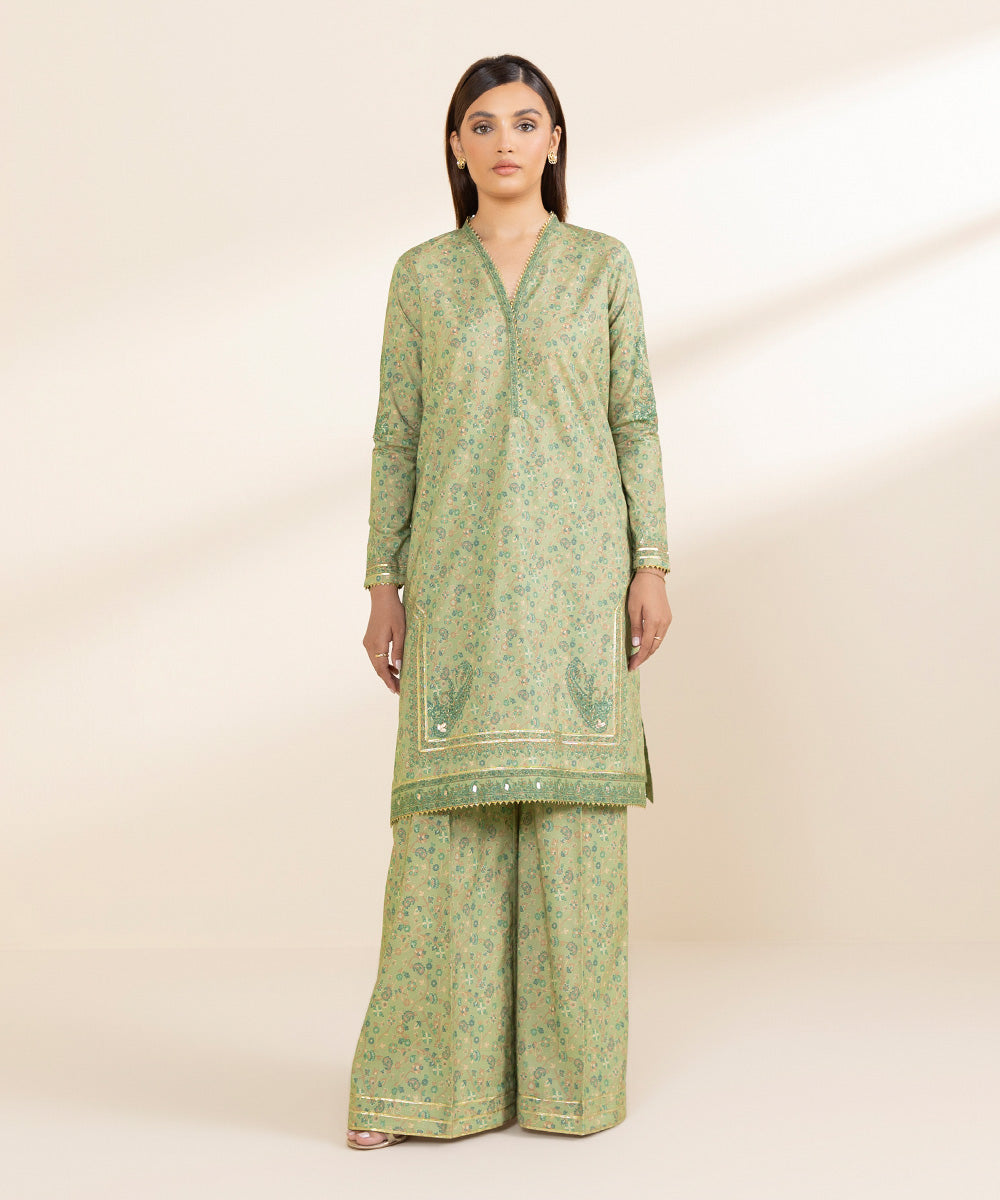 2 Piece - Printed Cotton Suit