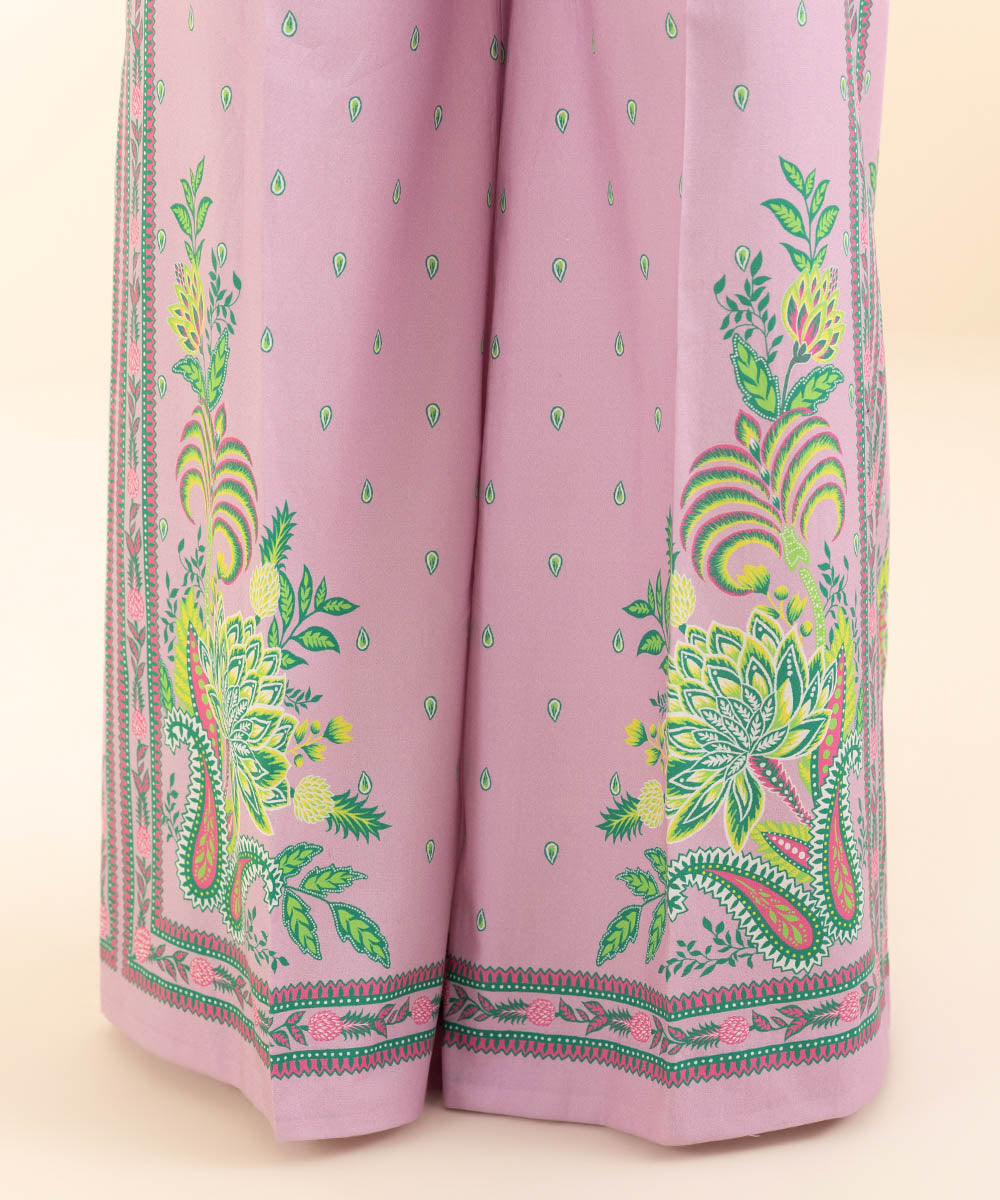 Unstitched Women's Purple Lawn Printed Shirt Trousers