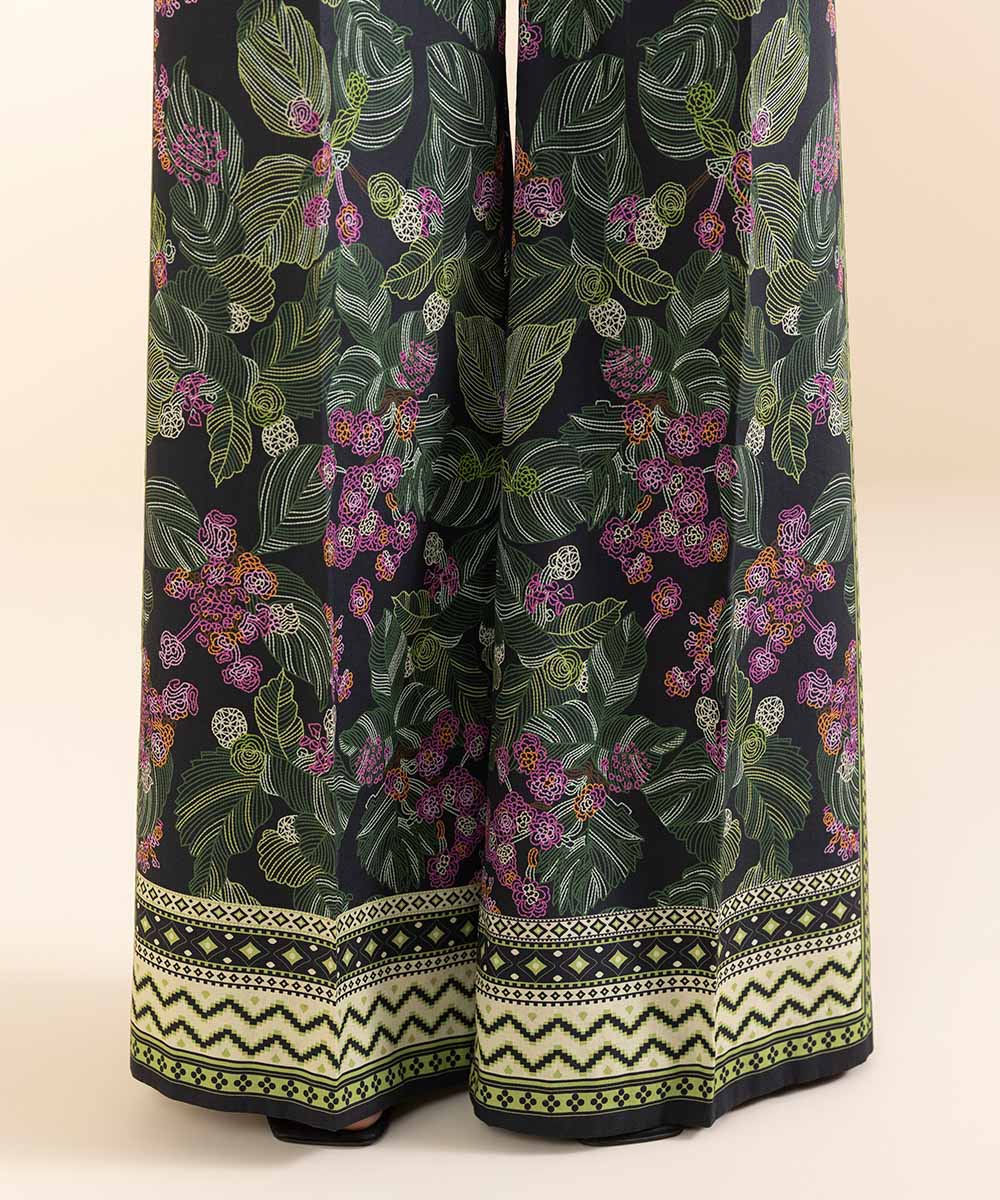 Unstitched Women's Black Lawn Printed Shirt Trousers