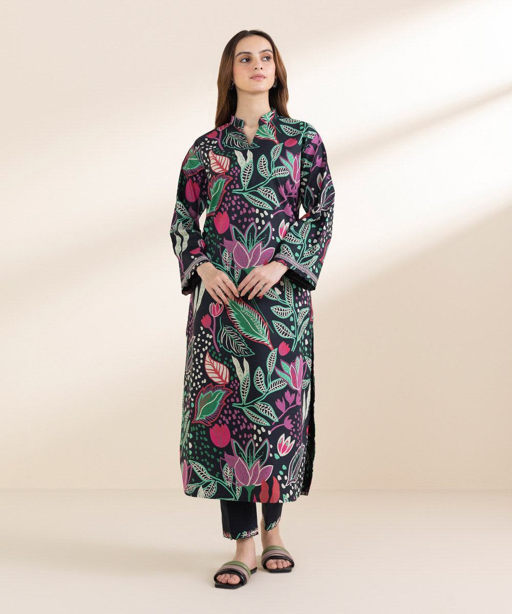 Unstitched Women's Printed Lawn Multi Shirt Trousers
