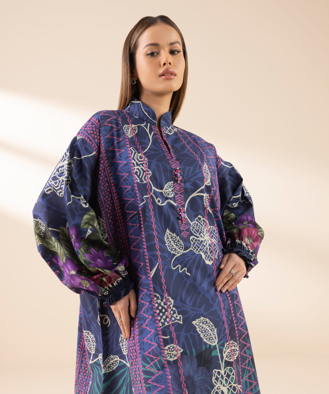 Women's Unstitched Lawn Printed Blue 2 Piece Suit