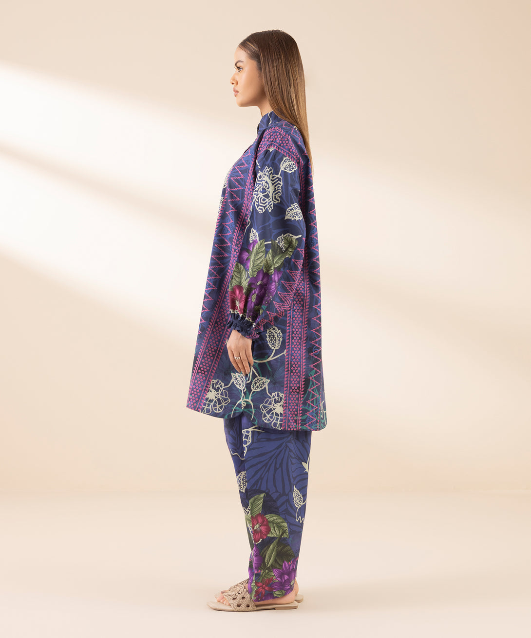 Women's Unstitched Lawn Printed Blue 2 Piece Suit