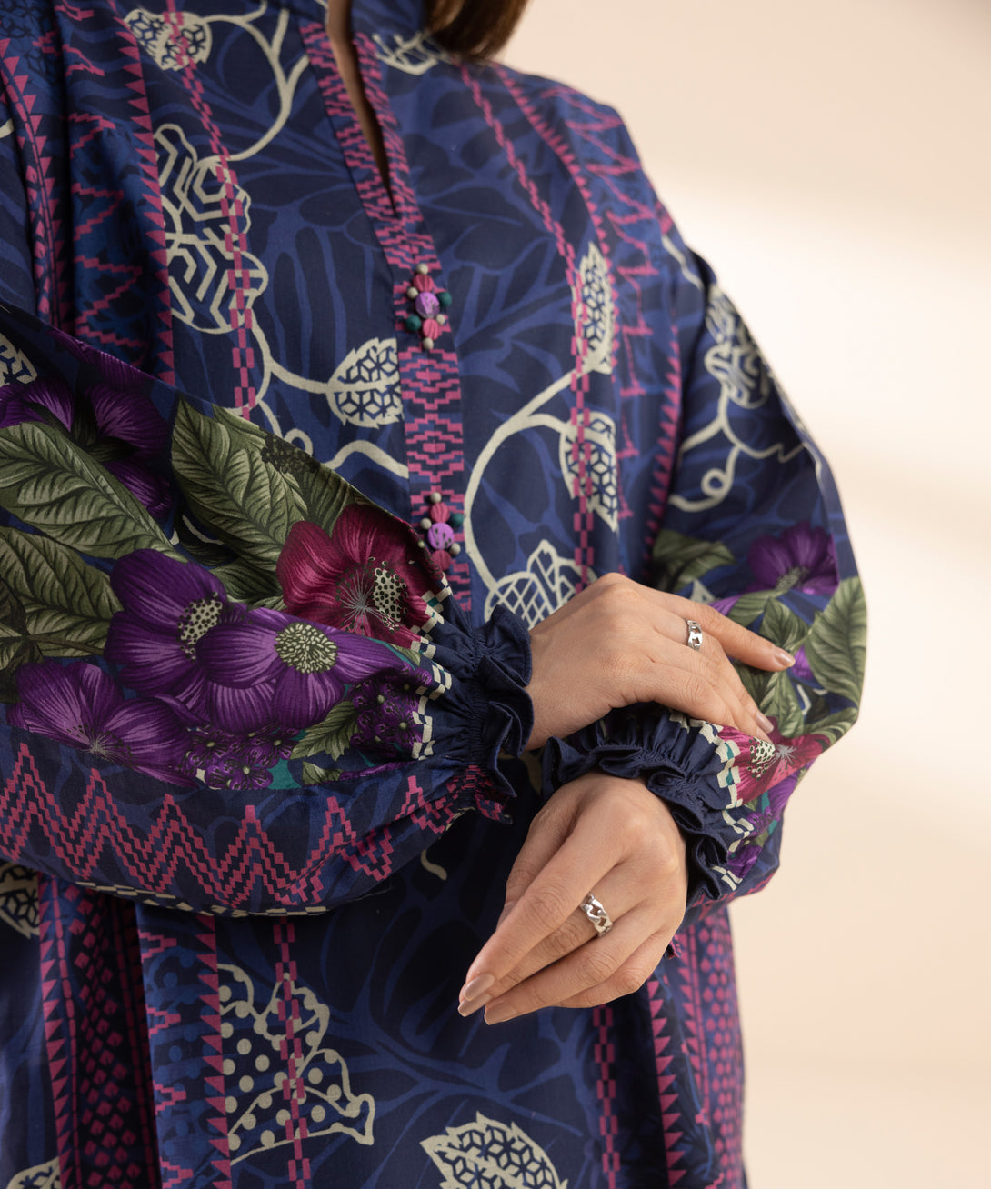 Women's Unstitched Lawn Printed Blue 2 Piece Suit