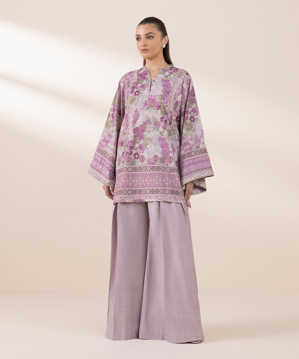 2 Piece - Printed Silk Suit