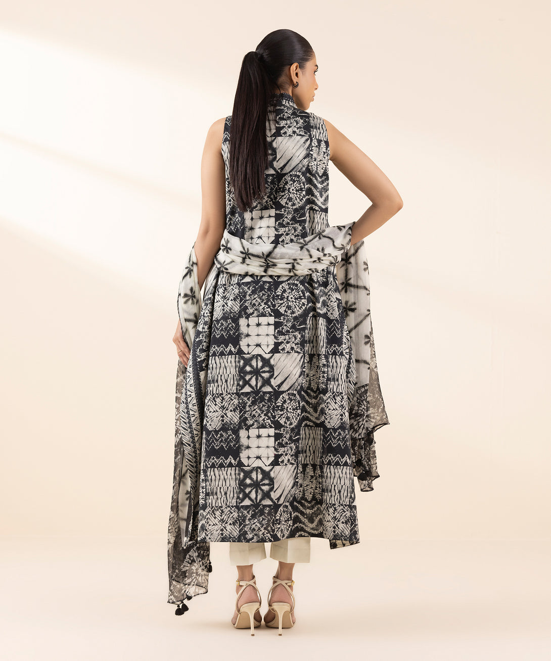 Women's Unstitched Lawn Printed Black 3 Piece Suit