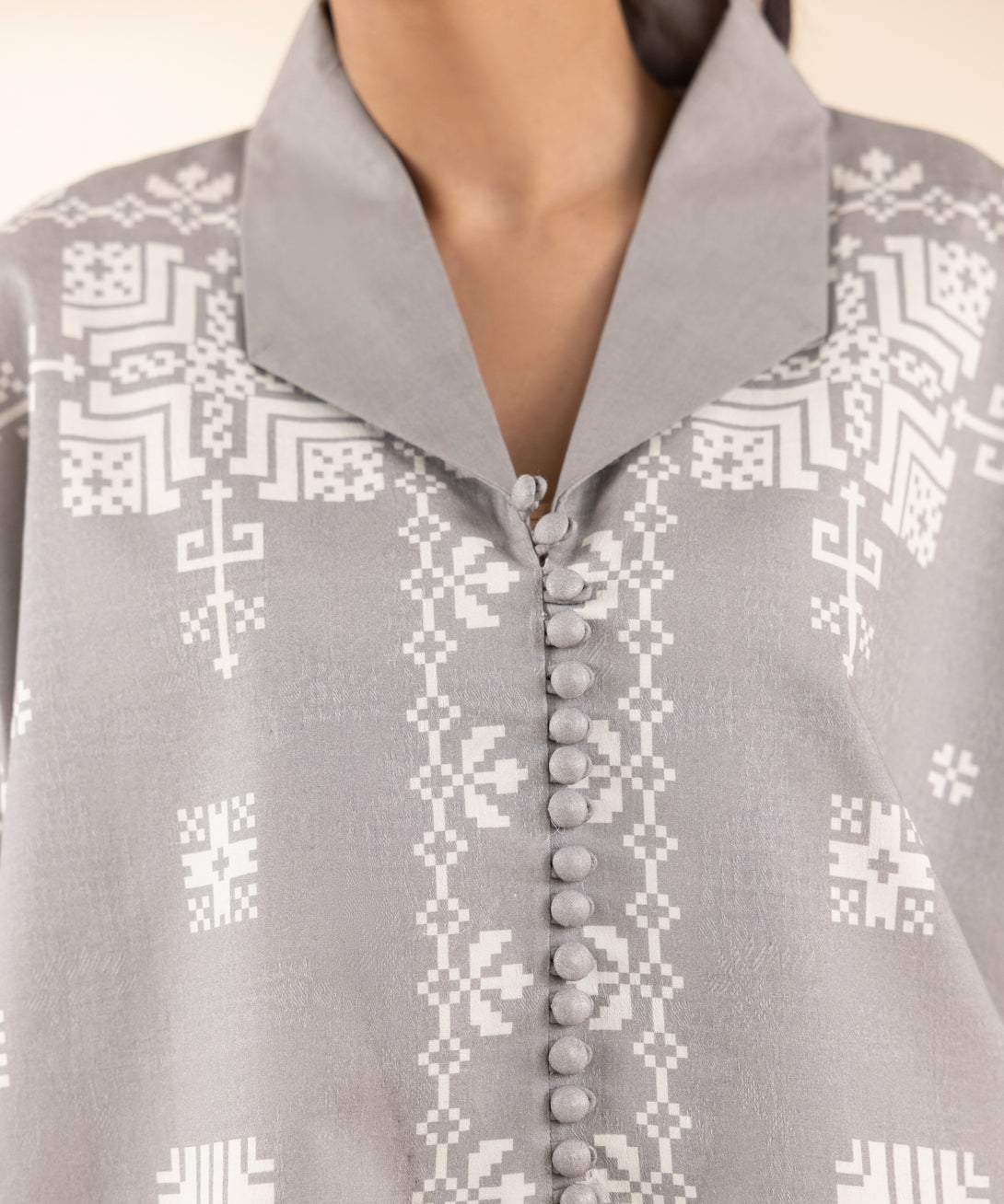 Women's Unstitched Lawn Printed Grey 3 Piece Suit