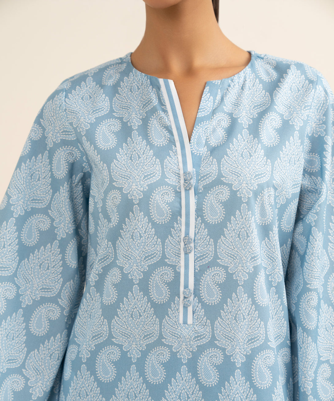 Women's Unstitched Lawn Printed Blue 3 Piece Suit