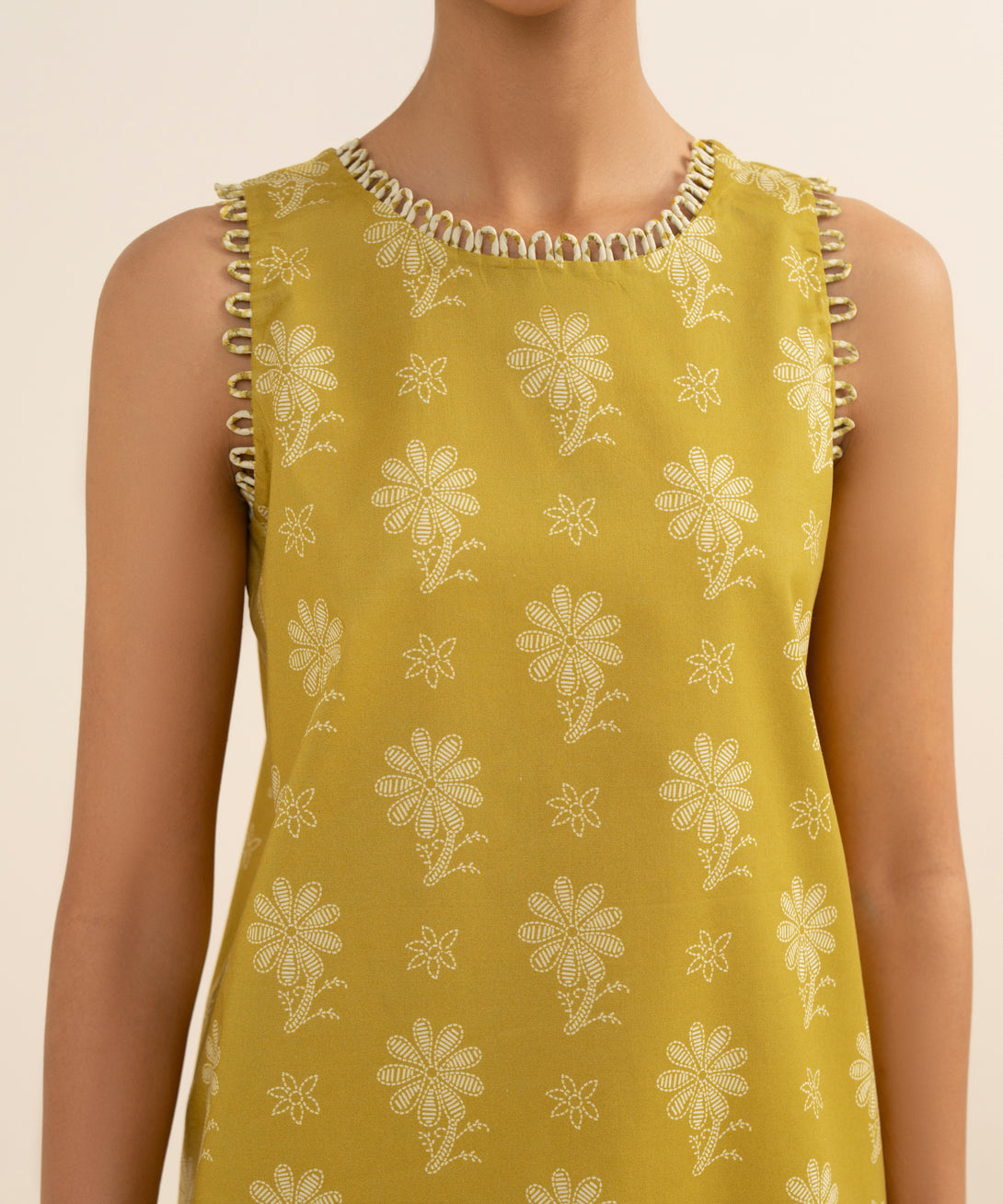 Women's Unstitched Lawn Printed Yellow 3 Piece Suit