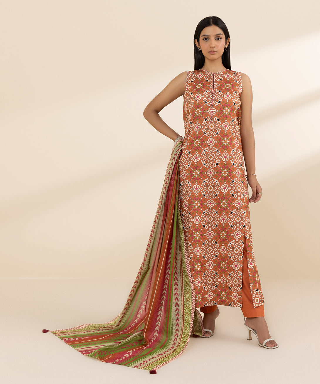 Women's Unstitched Lawn Printed Multi 3 Piece Suit