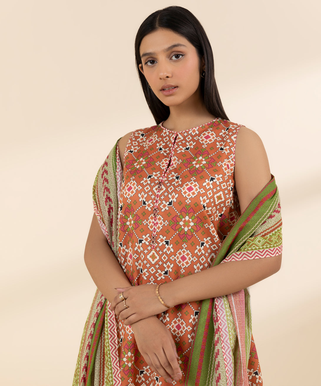 Women's Unstitched Lawn Printed Multi 3 Piece Suit