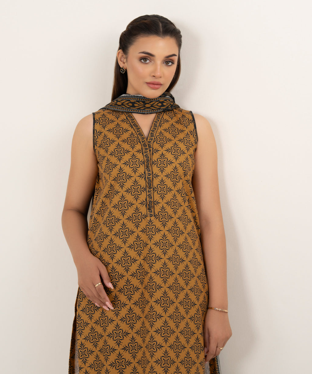 Women's Unstitched Cotton Printed Multi 3 Piece Suit