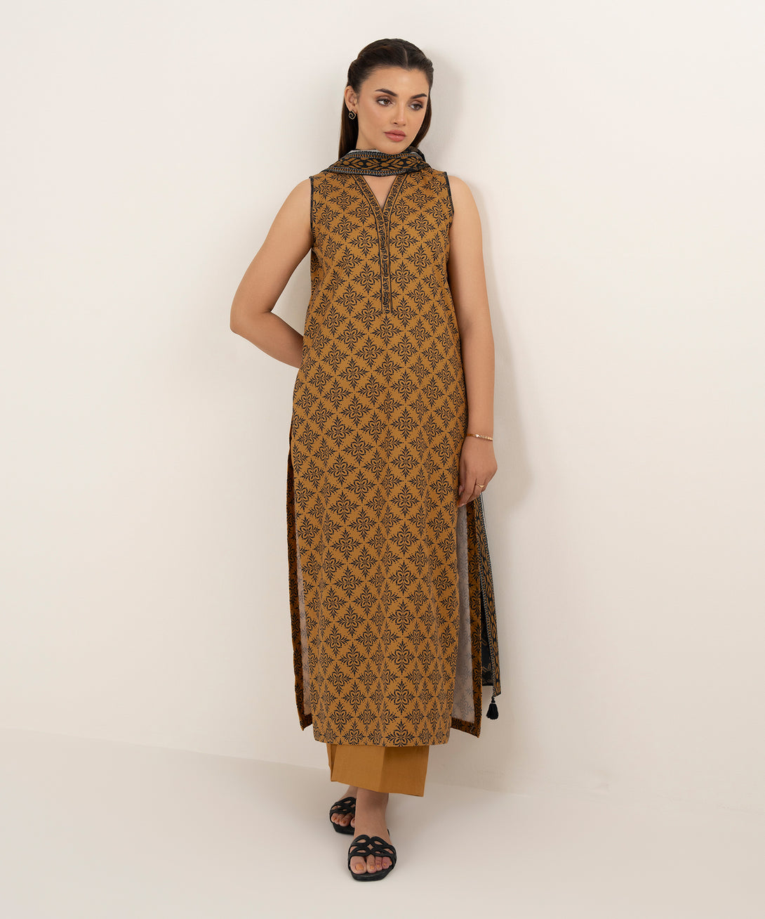 Women's Unstitched Cotton Printed Multi 3 Piece Suit