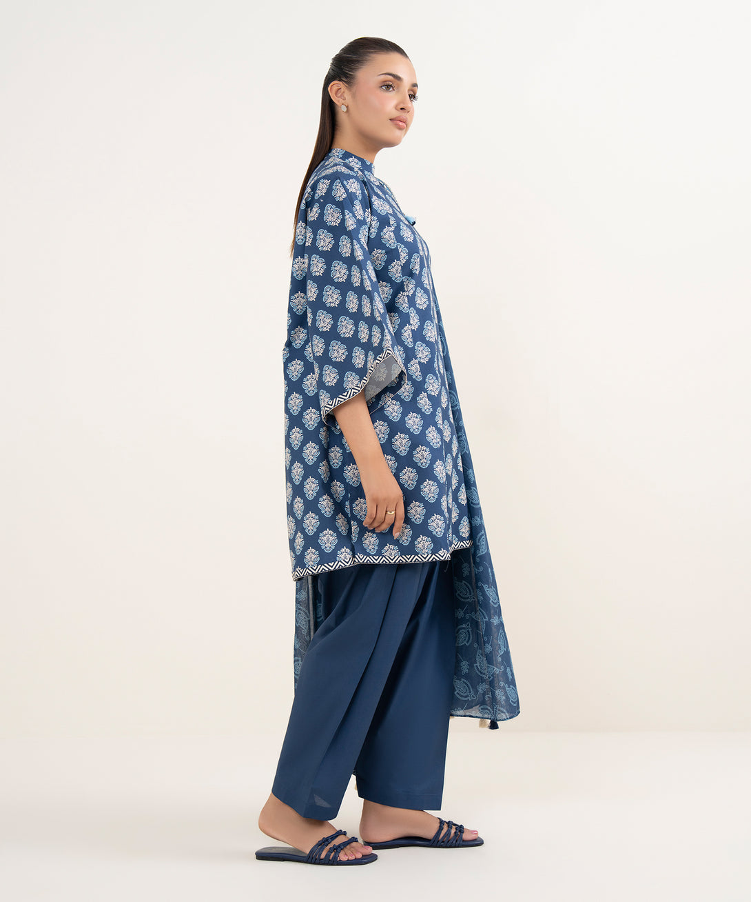 Women's Unstitched Cotton Printed Multi 3 Piece Suit