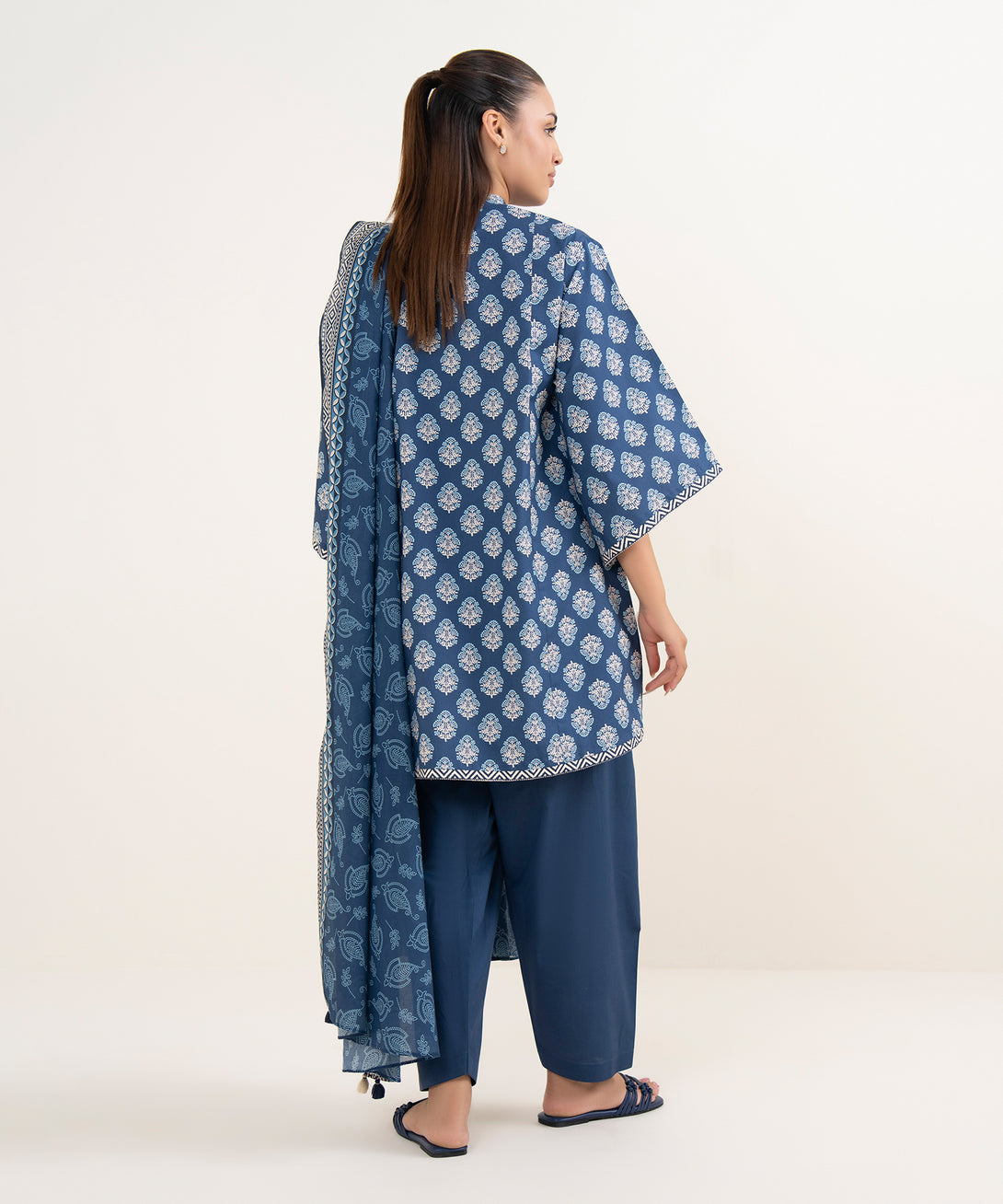 Women's Unstitched Cotton Printed Multi 3 Piece Suit