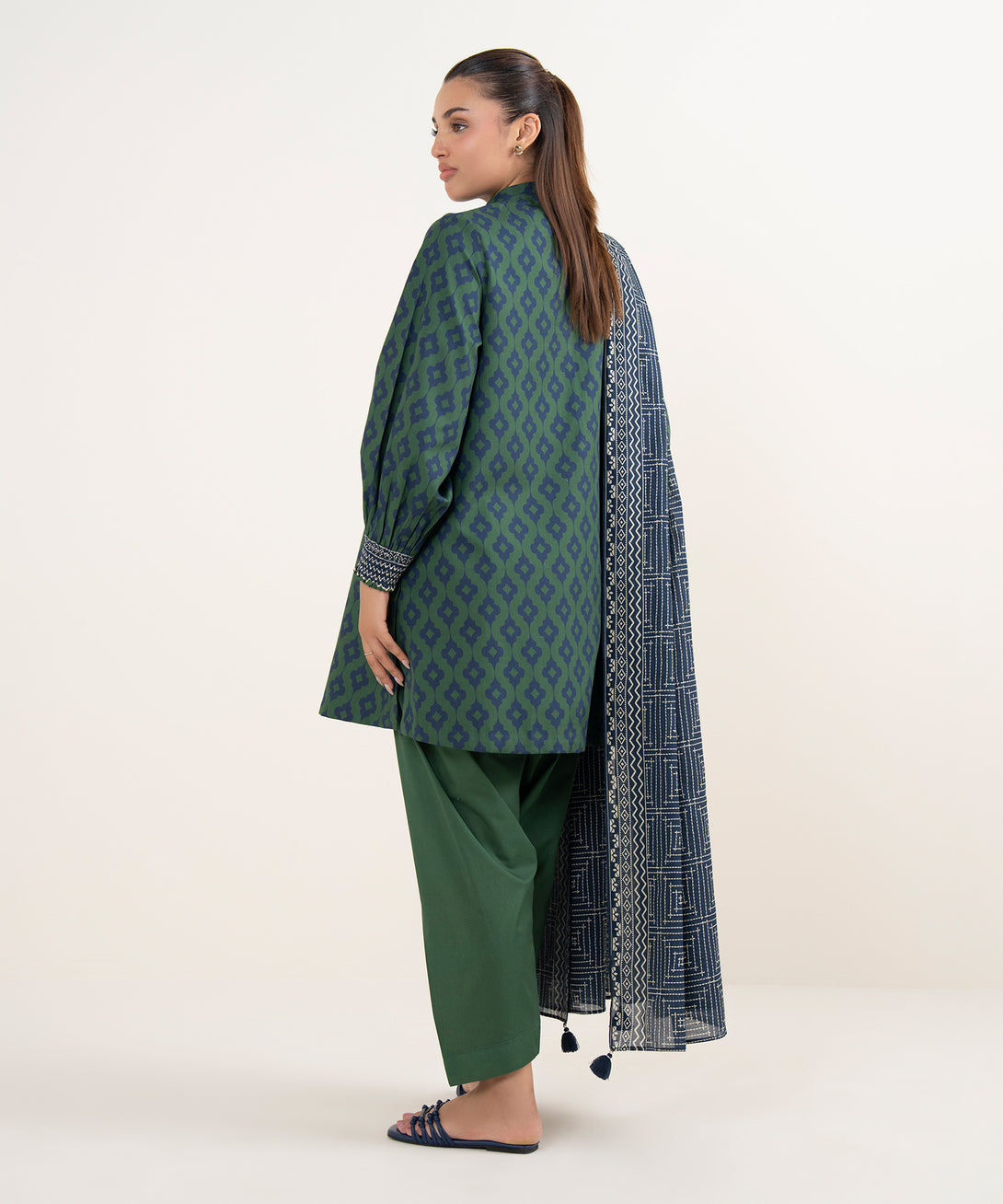 Women's Unstitched Cotton Printed Multi 3 Piece Suit
