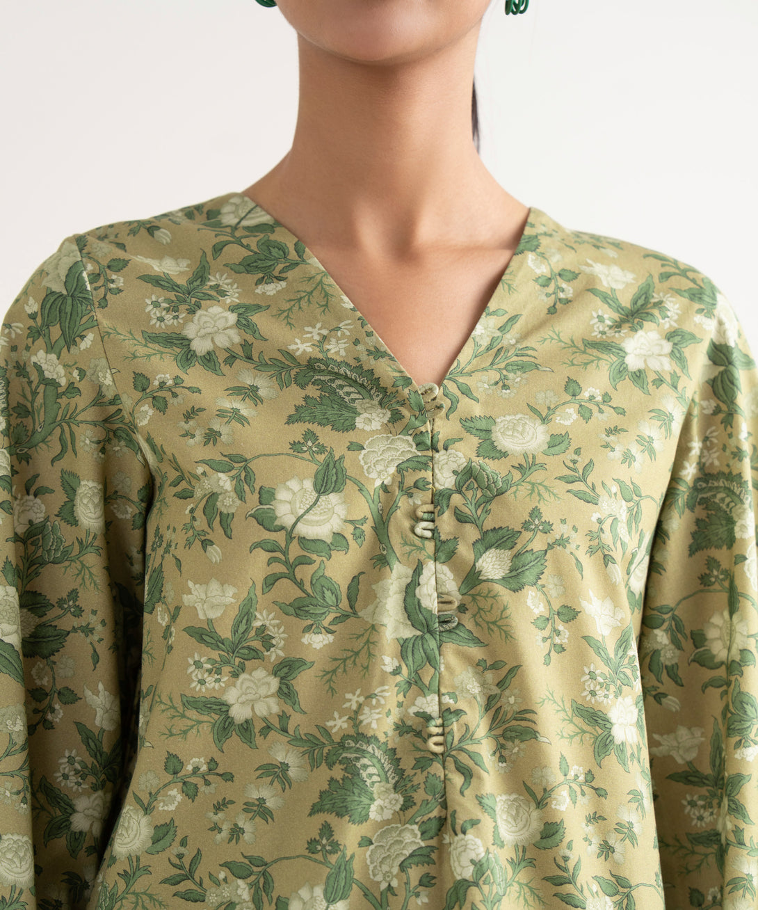 Women's Unstitched Cotton Printed Beige  Three Piece Suit