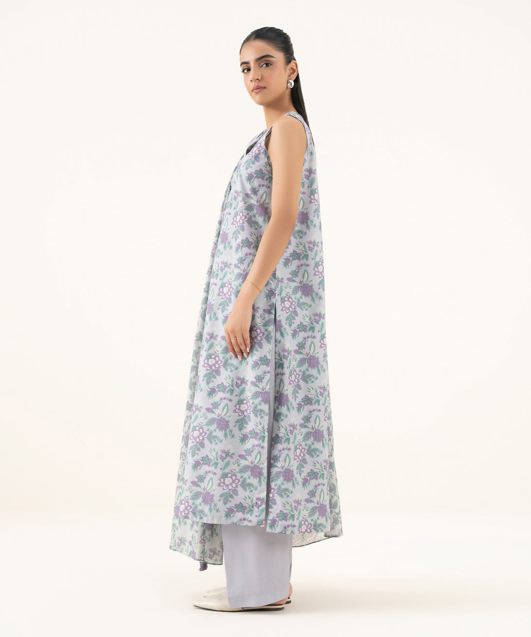 Women's Unstitched Cotton Printed Multi Three Piece Suit
