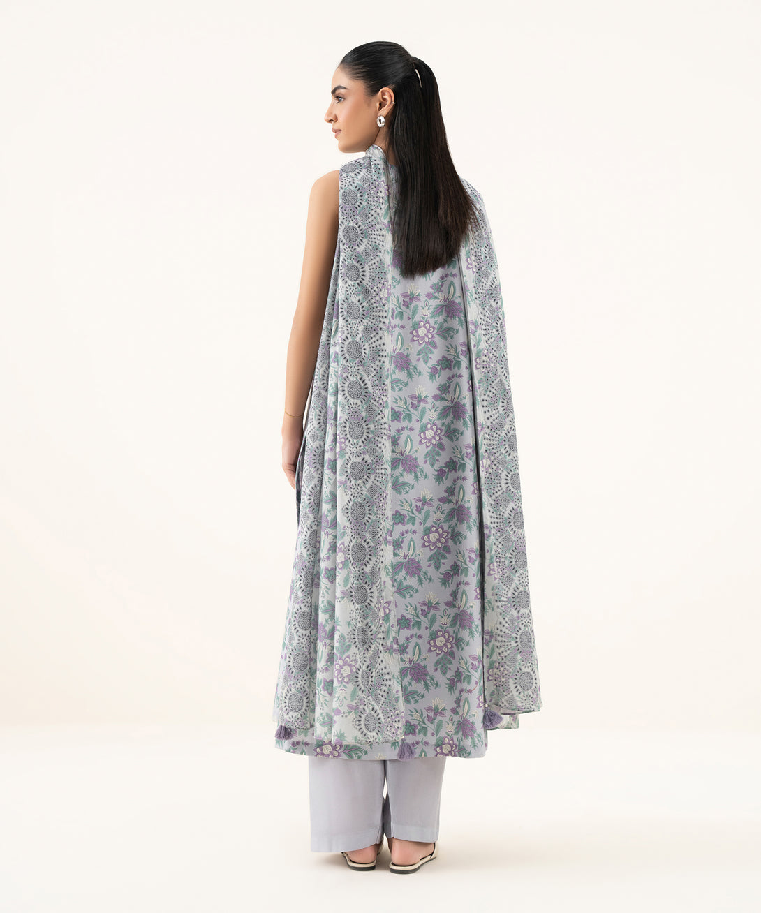 Women's Unstitched Cotton Printed Multi Three Piece Suit