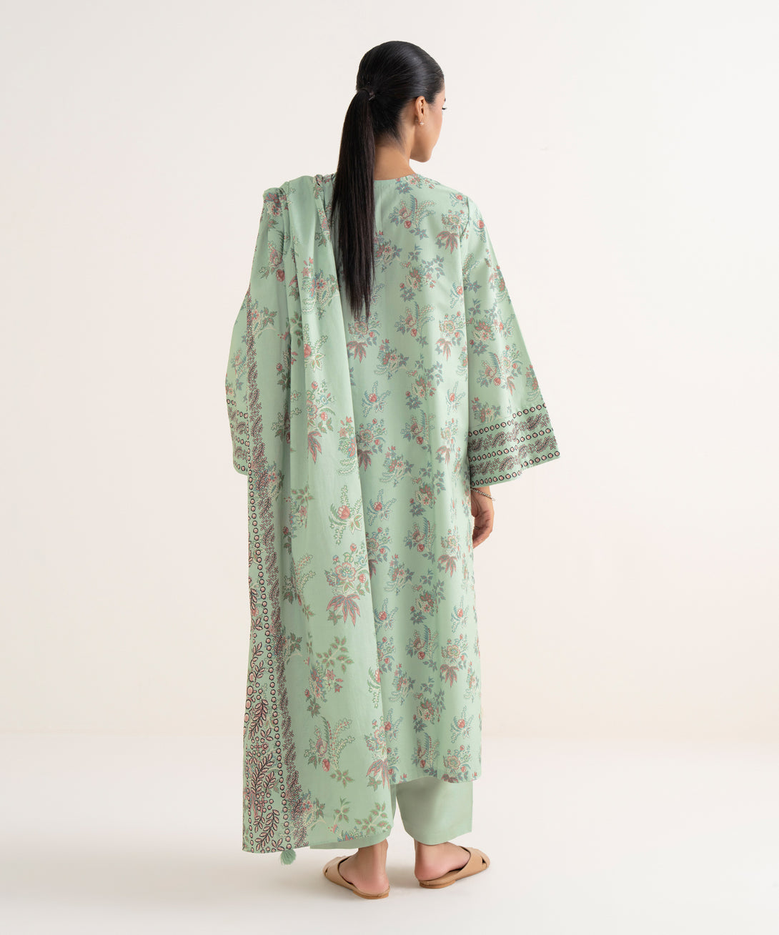 Women's Unstitched Cotton Printed Multi Three Piece Suit