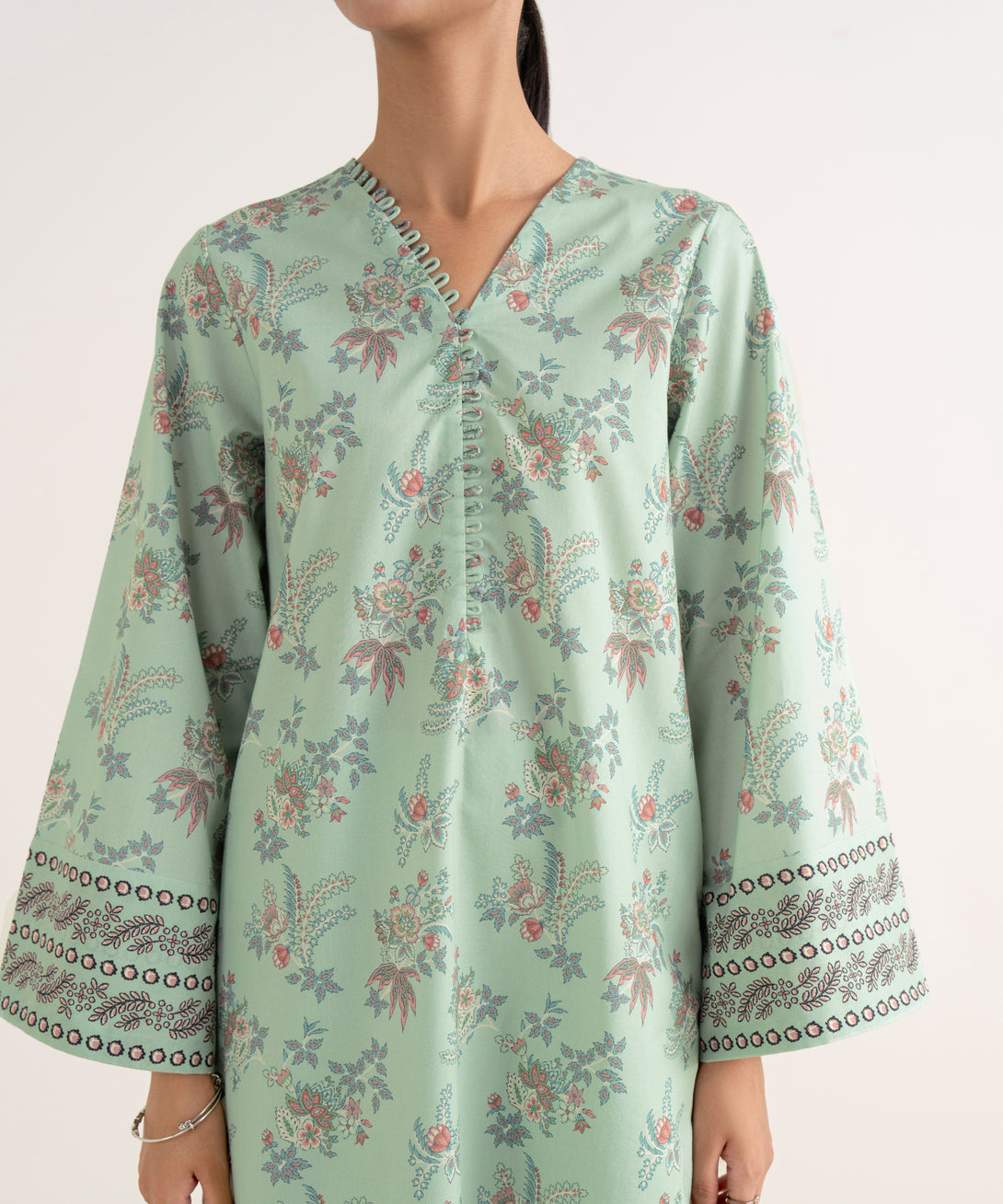 Women's Unstitched Cotton Printed Multi Three Piece Suit
