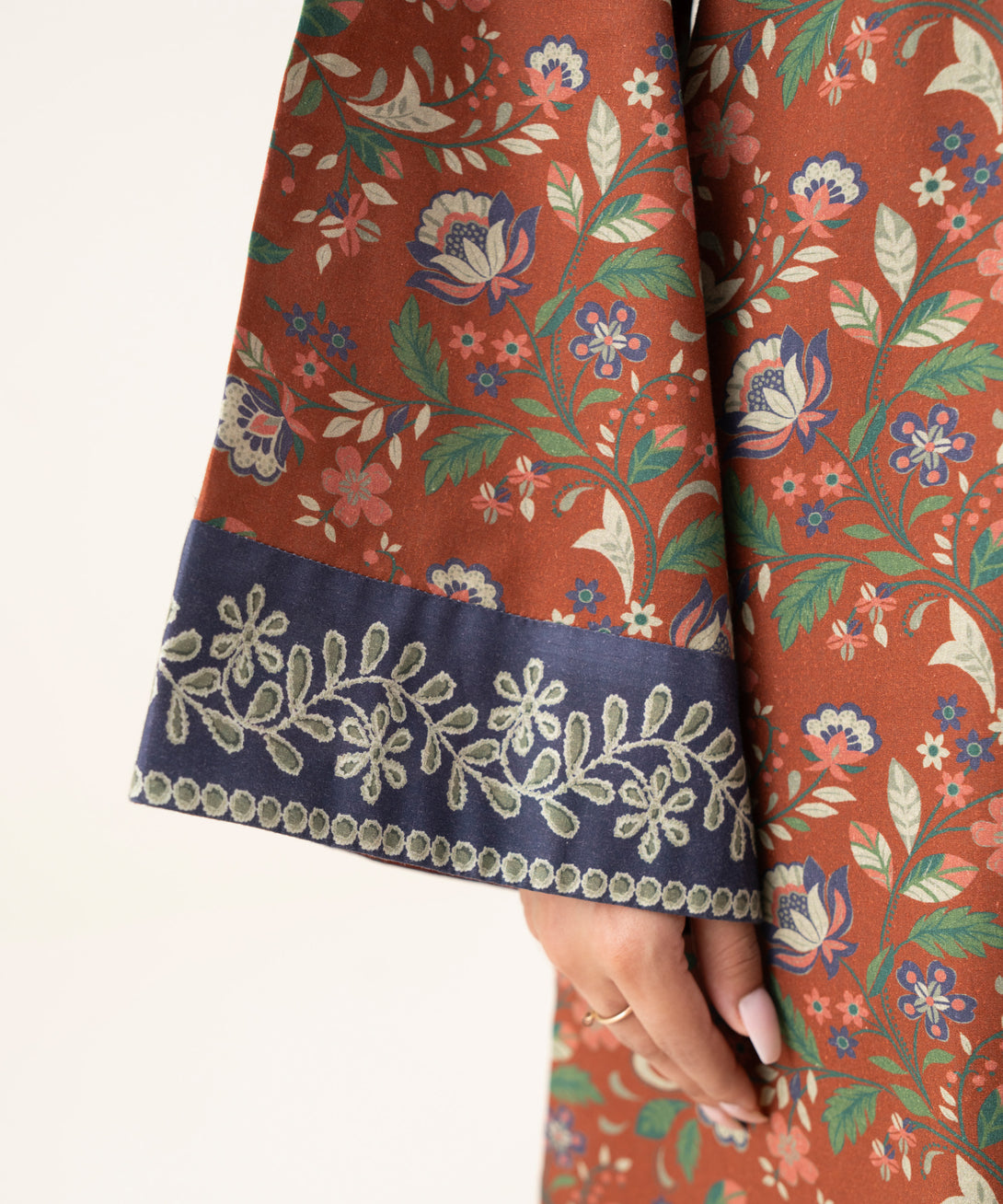 Women's Unstitched Cotton Printed Red Three Piece Suit