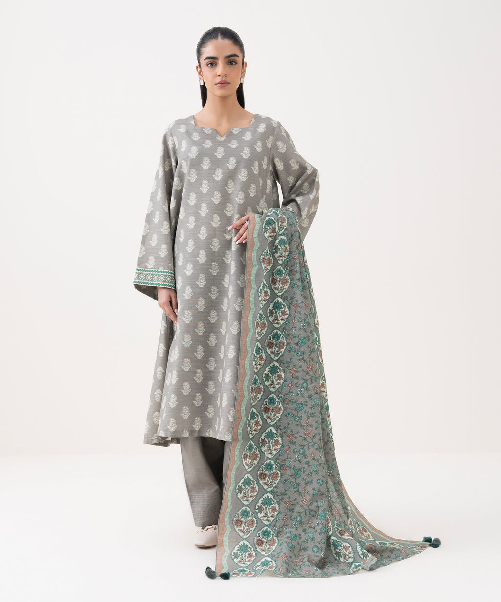 3 Piece - Printed Khaddar Suit