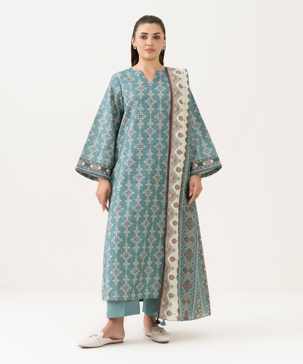 3 Piece - Printed Khaddar Suit