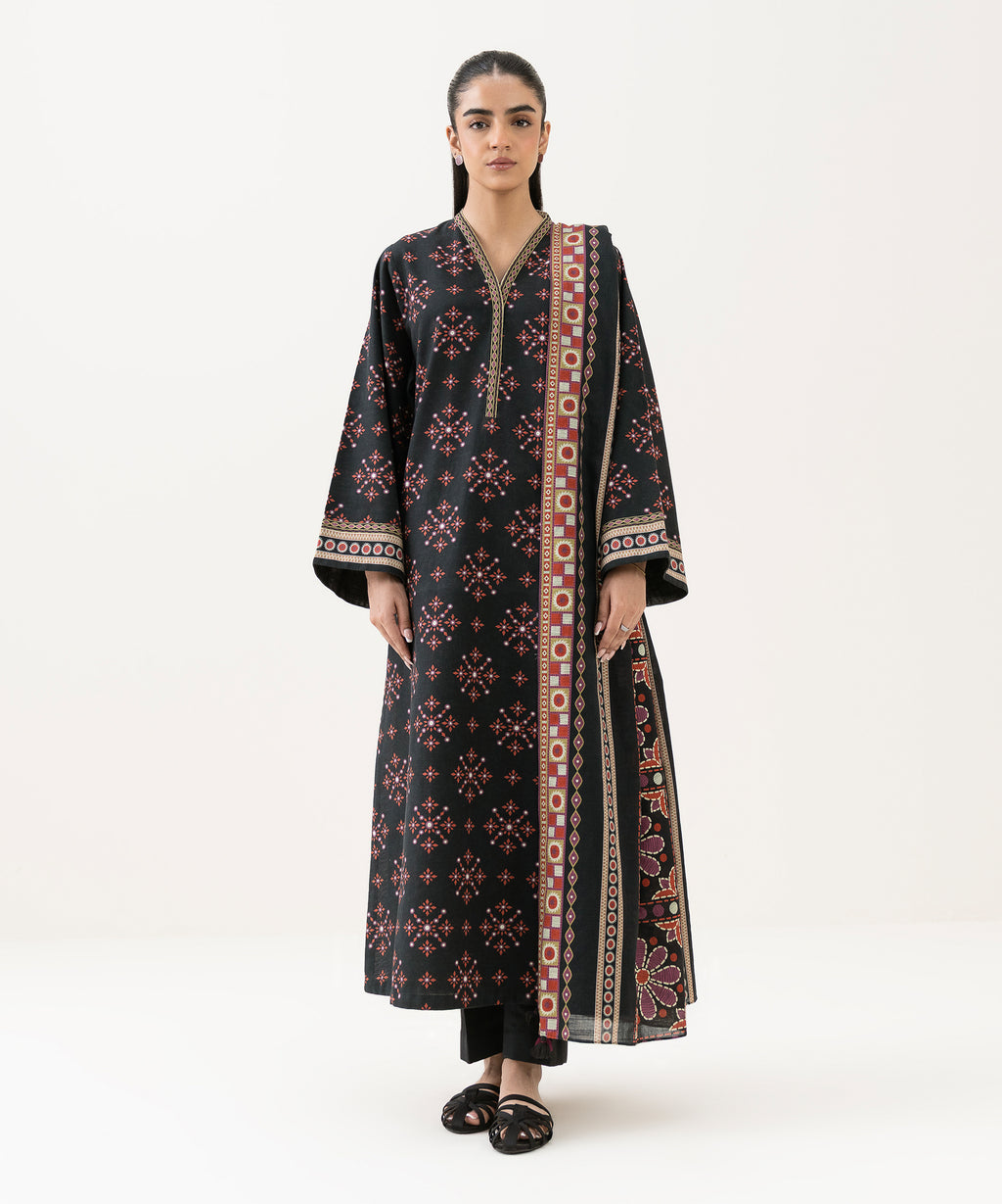 3 Piece - Printed Khaddar Suit