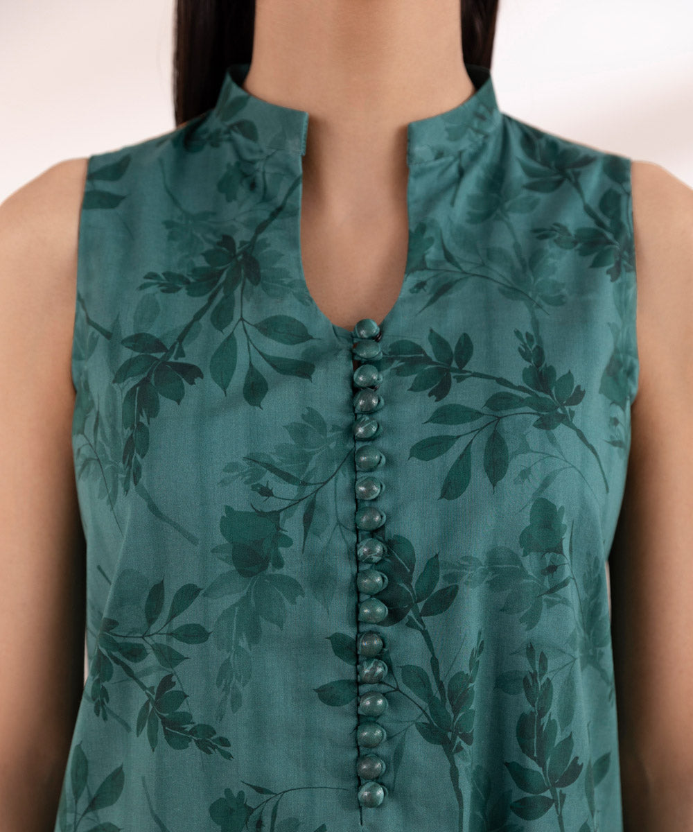 Women's Unstitched Lawn Green Printed 3 Piece Suit