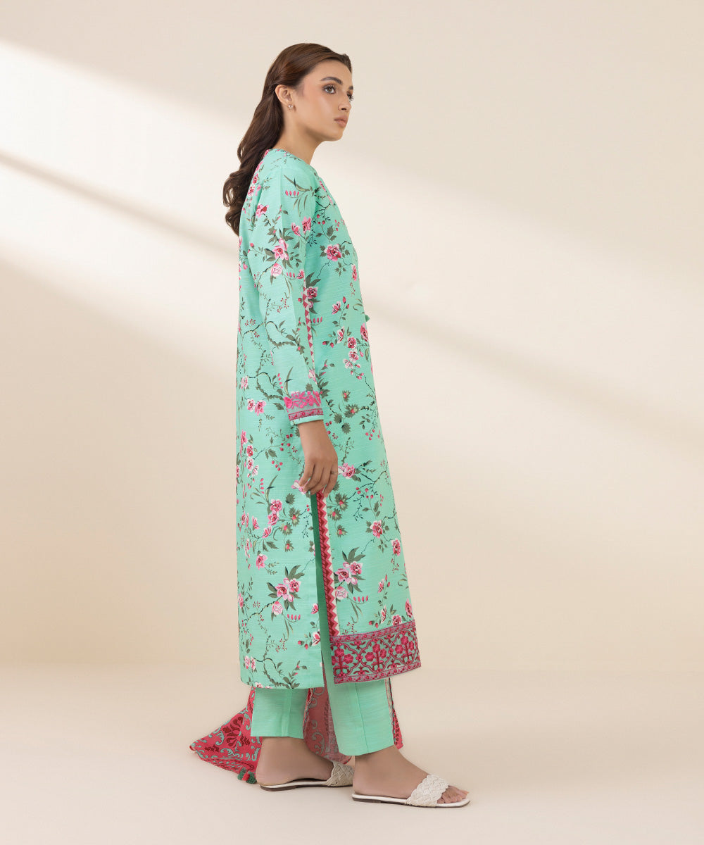 Women's Unstitched Khaddar Embroidered Multi 3 Piece Suit