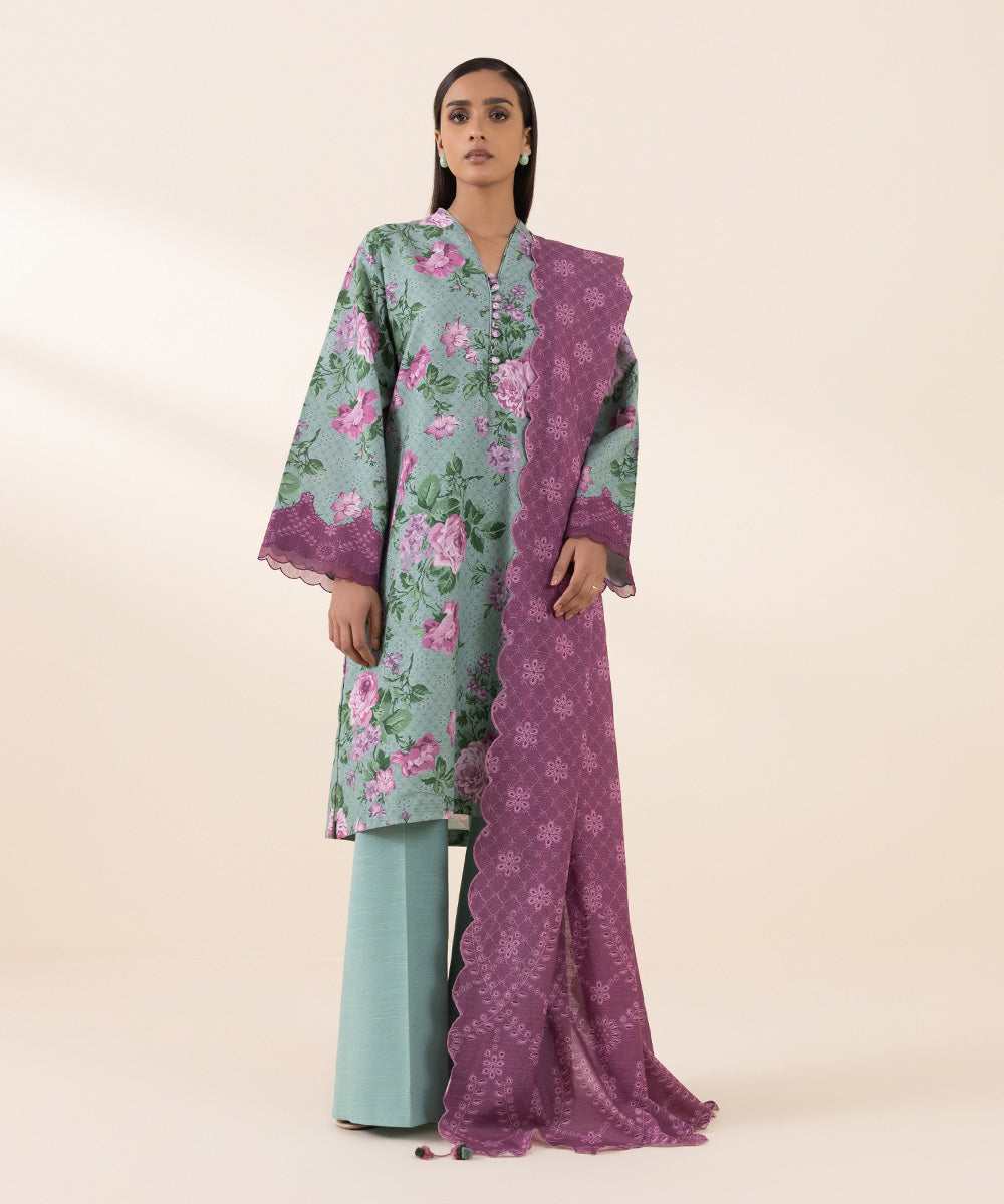 3 Piece - Printed Light Khaddar Suit