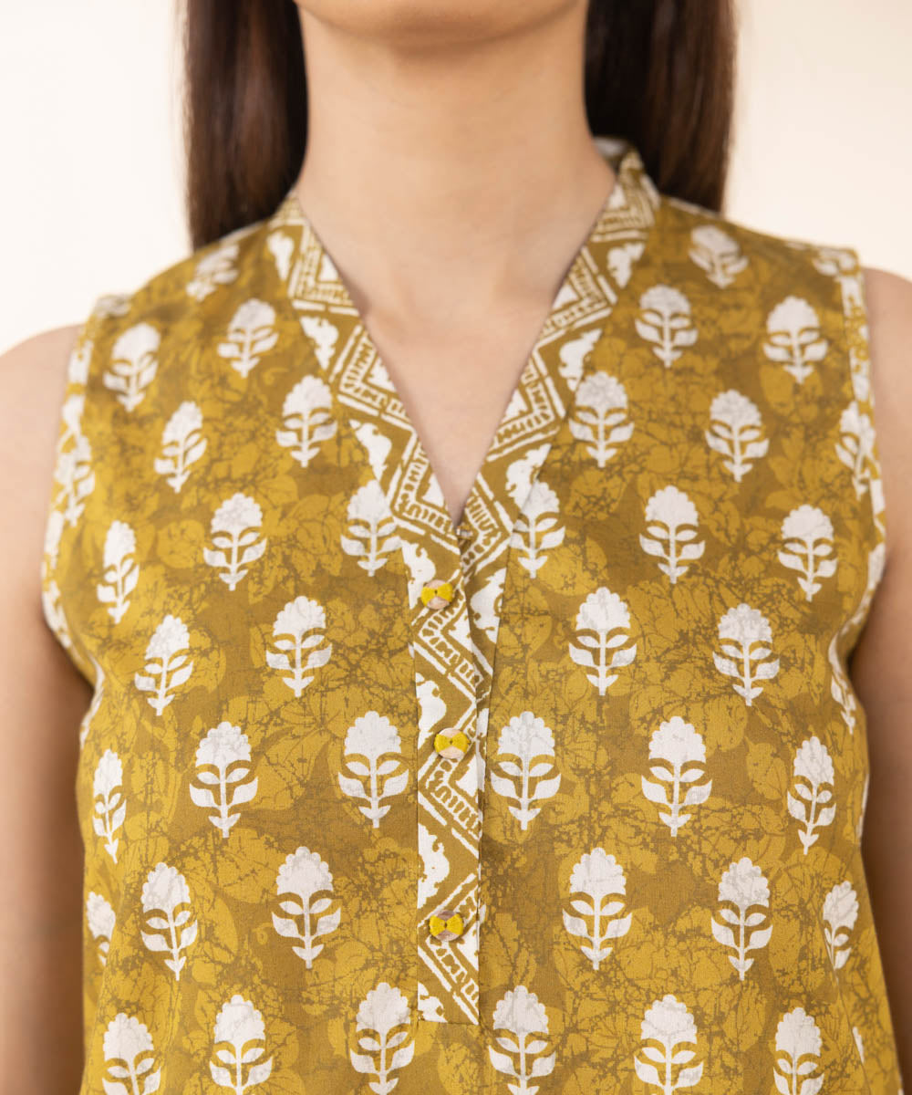 Women's Unstitched Lawn Printed Yellow 3 Piece Suit