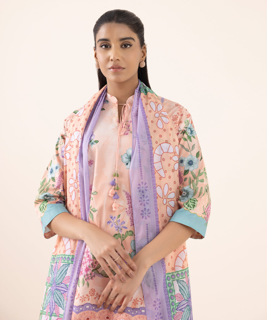 Women's Unstitched Lawn Printed Multi 3 Piece Suit