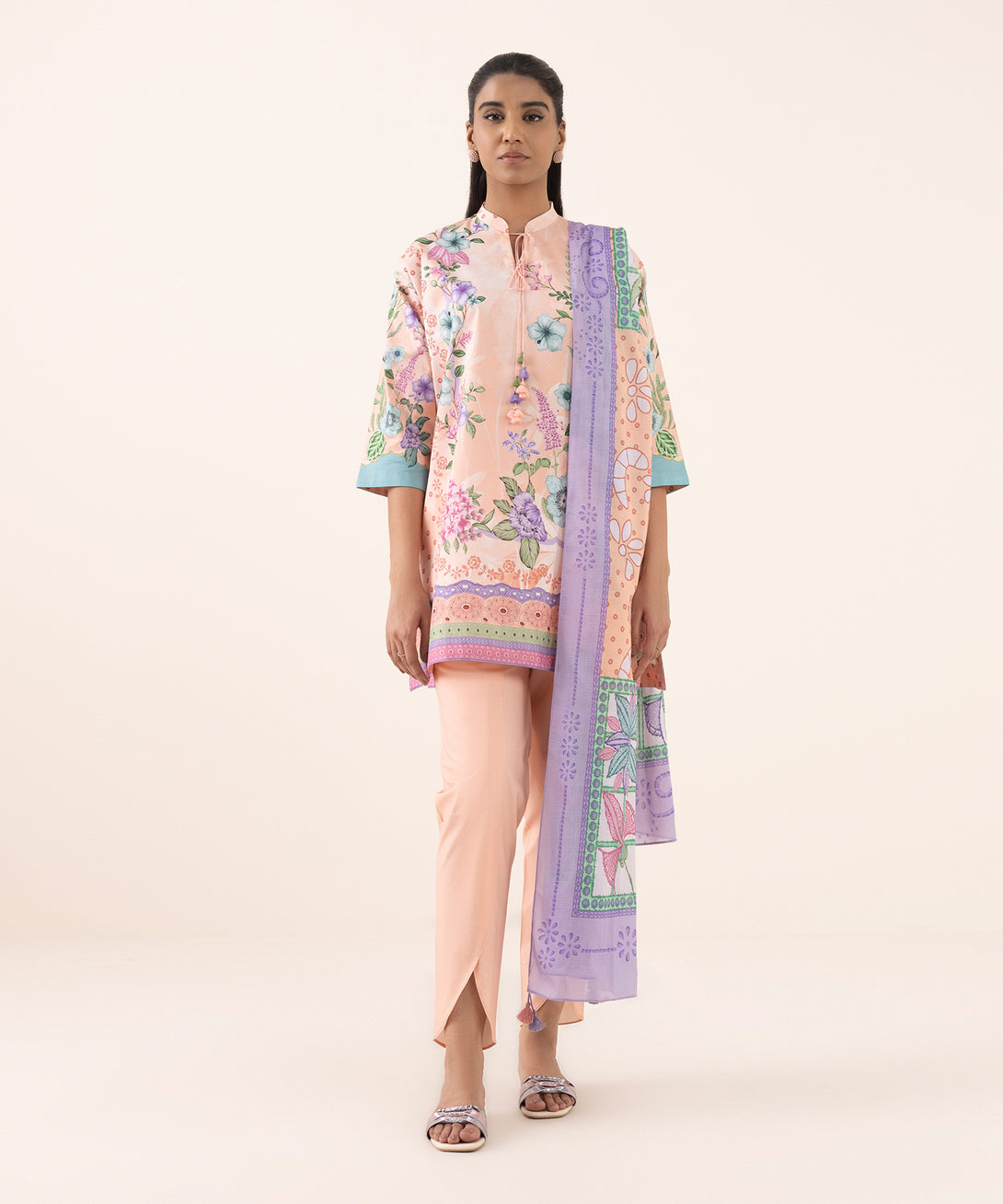Women's Unstitched Lawn Printed Multi 3 Piece Suit