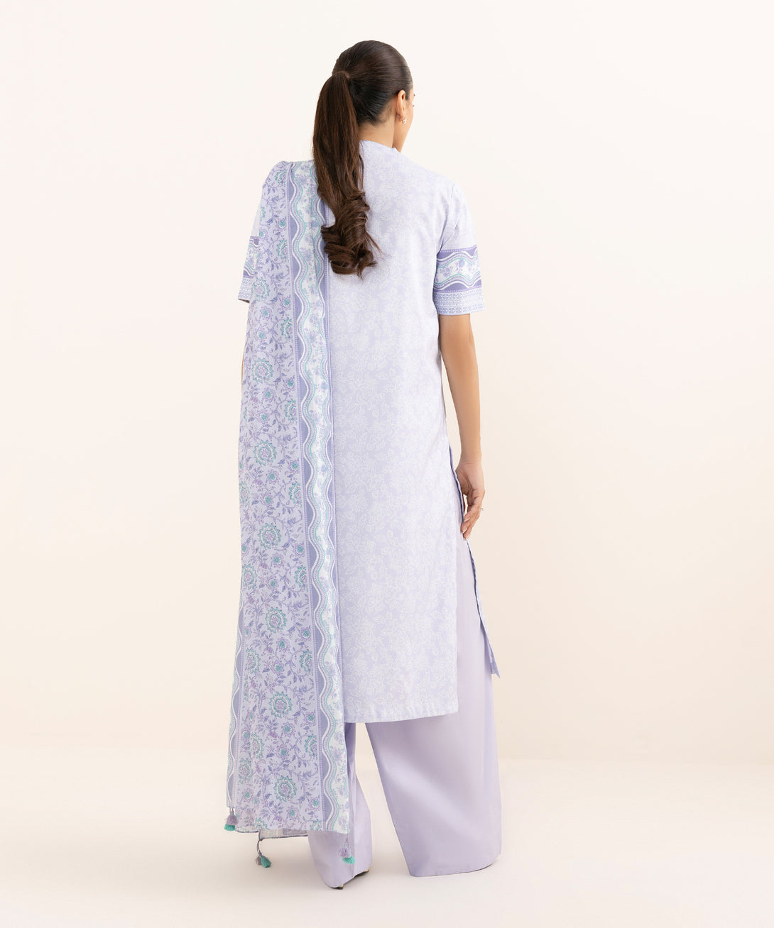 Women's Unstitched Lawn Printed Lilac Three Piece Suit