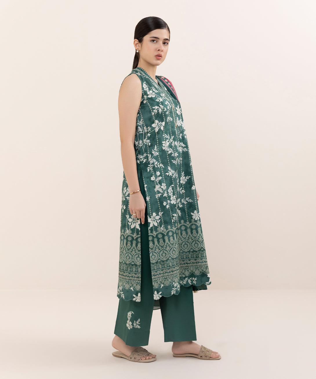 Women's Unstitched Cotton Printed Multi Three Piece Suit