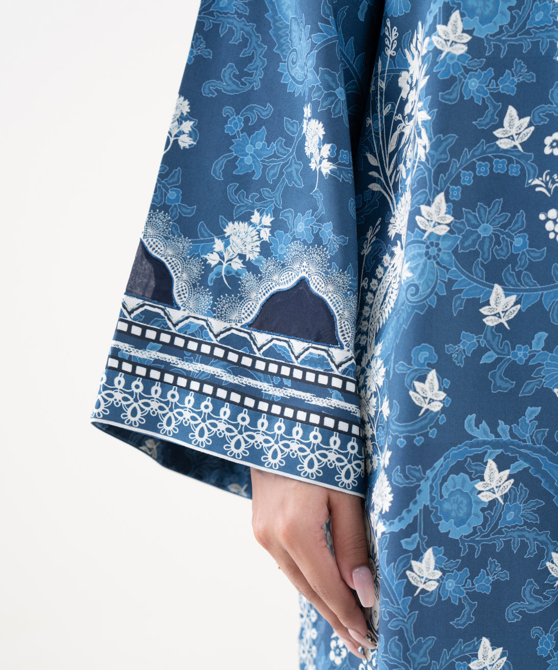 Women's Unstitched Linen Printed Blue 3 Piece Suit