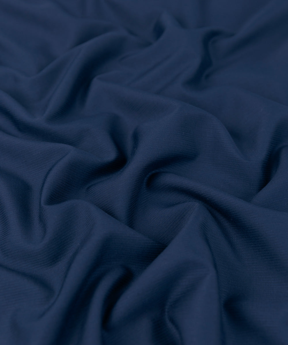 Mens Unstitched dark Blue Blended Dobby Fabric full suit fabric