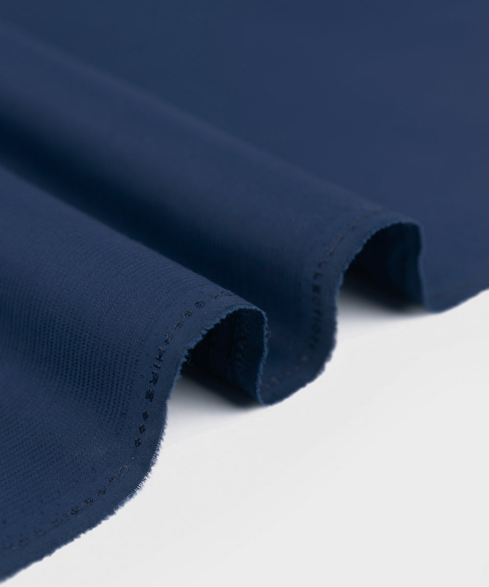 Mens Unstitched dark Blue Blended Dobby Fabric full suit fabric