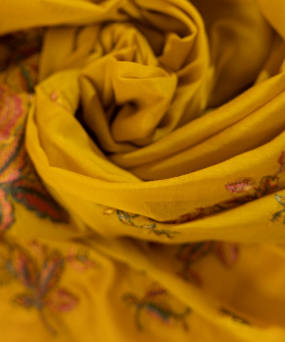 Fine Voile Yellow Embroidered Dupatta